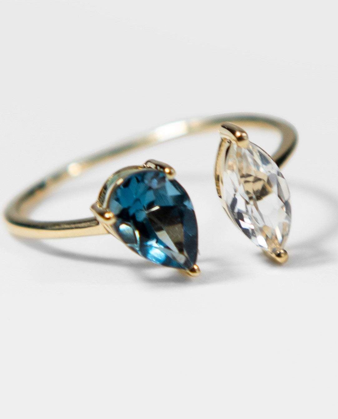 Blue and White Topaz Ring:
